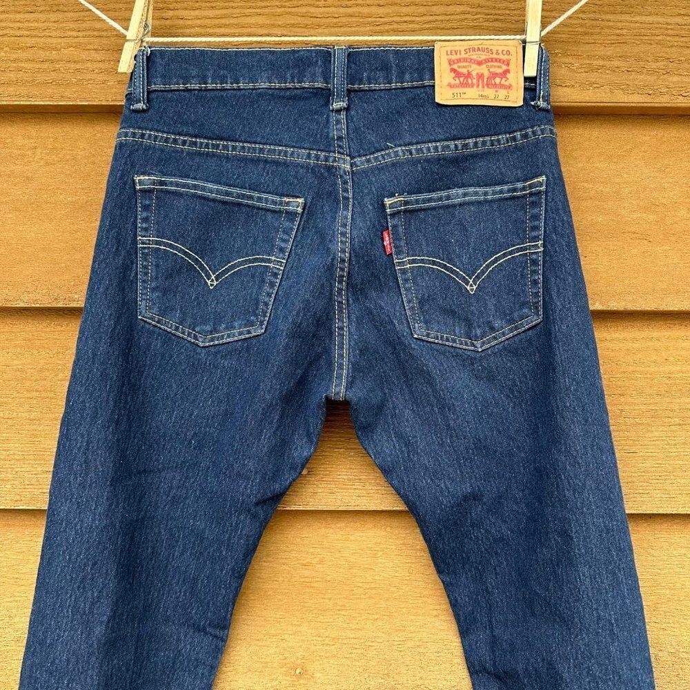 Levi’s 511 Kids Boys Denim Slim Dark Blue Jeans - Picture 7 of 12
